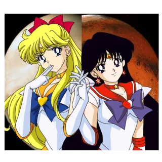 👭 Sailor Venus Sailor Moon sailor moon, animé, dessin animé, sailor venus, sailor mars, personnage whatsapp sticker