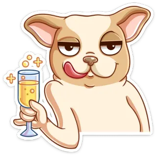 🥂 cão, álcool, festa, celebração, animal, brinde, engraçado, fofo telegram sticker
