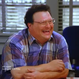🤗 George Costanza Seinfeld all new tonight 11/10c sitcom, años 90, comedia, serie de TV, divertido telegram sticker