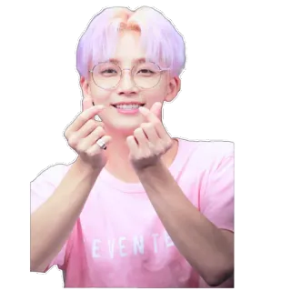 ❤️ kpop, idol, hati, imut, kacamata, merah muda, korea telegram sticker