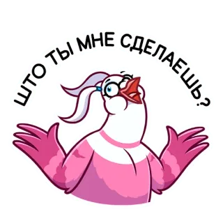 😤 ЧТО ТЫ МНЕ СДЕЛАЕШЬ? vogel, cartoon, vraag, grappig, roze, vogel sticker whatsapp sticker