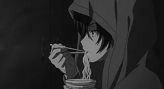 😞 Anime, Mangá, Ramen, Comendo, Moletom com capuz, Hashis, Japonês, Macarrão telegram sticker
