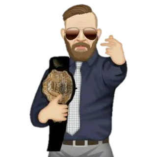 👑 Conor McGregor Конор Макгрегор, UFC, боец, чемпион, пояс, средний палец whatsapp sticker