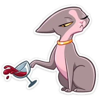🍷 cat, wine, drinking, sphynx cat, alcohol, classy, spoiled telegram sticker