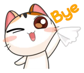 👋 Bye gato, acenando, tchau, desenho animado, animal, saudação, fofo telegram sticker