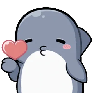 ⭐ cute, animal, heart, dolphin, love, kawaii, cartoon whatsapp sticker