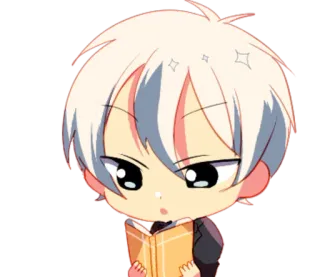 ☄ Anime, Chibi, Lecture, Mignon, Personnage, Livre telegram sticker