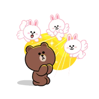 🌟 oso, conejo, lindo, dibujos animados, animación whatsapp sticker