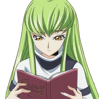 📒 C.C. Code Geass Diary anime, C.C., Code Geass, diary, green hair telegram sticker
