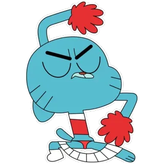 😎 Gumball Watterson The Amazing World of Gumball Cartoon, Gumball, The Amazing World of Gumball, wütend, Cheerleader whatsapp sticker