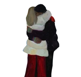 💔 hug, love, couple, embrace, artwork, painting telegram sticker