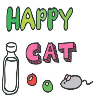 🐱 HAPPY CAT happy, cat, mouse, cartoon, animal, food, drink telegram sticker
