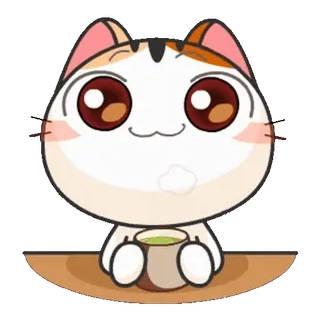 🍵 แมว, สัตว์, ชา, น่ารัก, การ์ตูน, สติกเกอร์, คาวาอิ telegram sticker