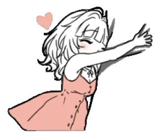 ❤ Anime, Ragazza, Cuore, Carino, Kawaii, Abbraccio whatsapp sticker