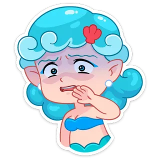 😳 putri duyung, kartun, stiker, karakter, laut, imut telegram sticker