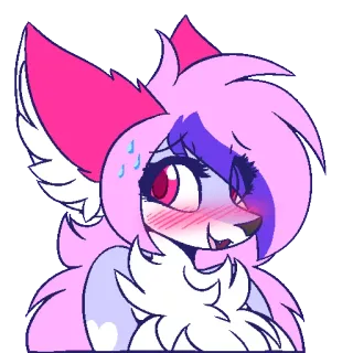 💦 Furry, Cartoon, Tier, Rosa, Erröten, Schweiß, Fuchs telegram sticker