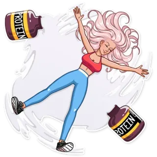 🤤 Fitness, Protein, Training, Frau, Fitnessstudio telegram sticker