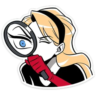 🔍 wanita, kaca pembesar, detektif, pirang, investigasi, pencarian telegram sticker