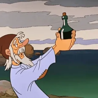 👨‍🦳 cartoon, bottle, old man, sea, wizard, potion telegram sticker