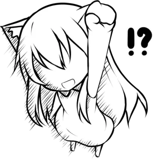 ✊ !?
 anime, cat, question, exclamation, comic, cartoon telegram sticker
