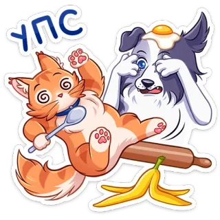 😅 УПС mèo, chó, phim hoạt hình, nấu ăn, vui nhộn, động vật, nhãn dán telegram sticker