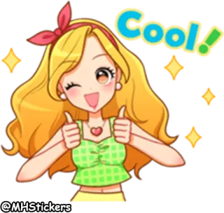 👍 Cool! fofo, menina, polegar para cima, positivo, desenho animado, anime telegram sticker