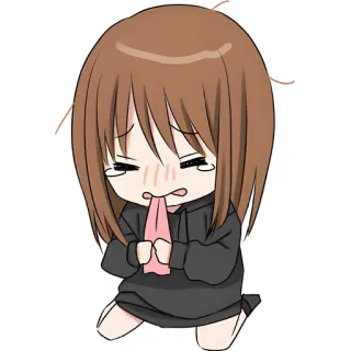 😣 Anime, Chibi, Fofo, Menina, Lágrimas, Chorando, Triste, Implorando telegram sticker
