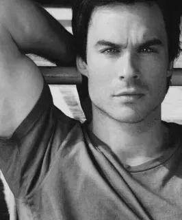 © Ian Somerhalder aktor, potret, pria, selebriti, hitam putih whatsapp sticker