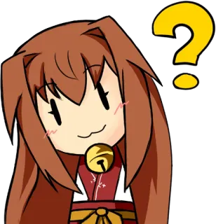 ❓ animé, question, confus, mignon, kawaii, personnage, cloche dorée, point d'interrogation whatsapp sticker