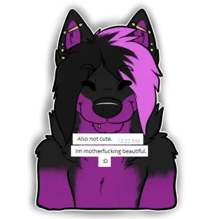 😘 Also not cute. 12:22 PM
Im motherfucking beautiful.
:D furry, anthro, wolf, beautiful, cute, animal whatsapp sticker