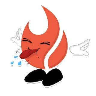 😝 Flamme, Cartoon, Drôle, Idiot, Emoji, Personnage telegram sticker