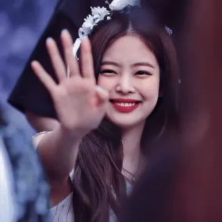 ✨ vrouw, bloemenkrans, meisje, portret, glimlach, kpop, Blackpink telegram sticker