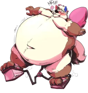 👟 übergewichtig, Cartoon, Tier, rosa, Fantasy telegram sticker