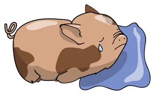 😢 cerdo, triste, llorando, animal, dibujos animados, durmiendo whatsapp sticker