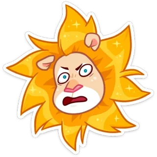 🤨 สิงโต, สัตว์, การ์ตูน, ตลก, สติกเกอร์, มาสคอต telegram sticker