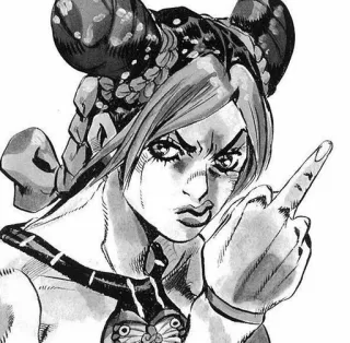 🖕 Jolyne Cujoh JoJo's Bizarre Adventure Jolyne Cujoh, JoJo's Bizarre Adventure, Anime, Manga, Doigt d'honneur, Geste obscène whatsapp sticker