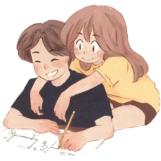 😀 couple, drawing, love, friendship, sketching, anime whatsapp sticker