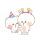 ☹️ niedlich, tiere, party, feier, cartoon, bär, hase whatsapp sticker