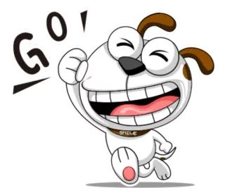 🏃 GO! chien, dessin animé, joyeux, allez, sourire, encouragement telegram sticker