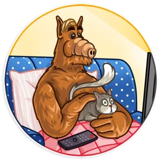 🤓 ALF ALF, TV, Gato, Alienígena, Retro telegram sticker