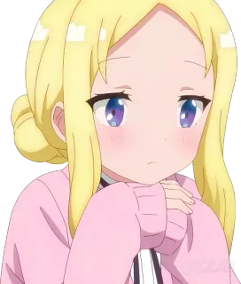 🤔 anime meisje, blond haar, schattig, cartoon, personage telegram sticker