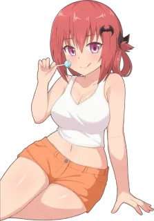 🥰 Satania Gabriel DropOut Anime, Satania, Gabriel DropOut, Personaggio, Capelli rossi, Lecca-lecca, Demone telegram sticker