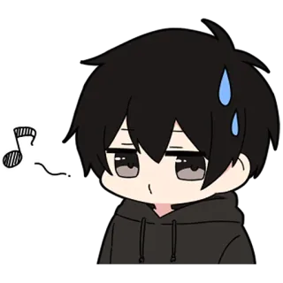 🖤 anime, boy, cute, sweat, music telegram sticker