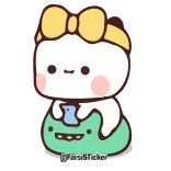 🕺 @FirstSticker fofo, kawaii, sticker, personagem, laço amarelo, verde telegram sticker