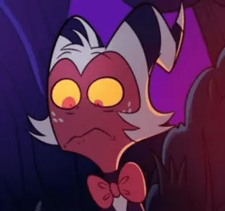 😥 Moxxie Helluva Boss Helluva Boss, Moxxie, Kartun, Imp, Animasi telegram sticker