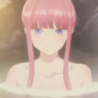 😠 Nino Nakano The Quintessential Quintuplets Anime, Garota, Fontes termais, Cabelo rosa, Olhos roxos telegram sticker