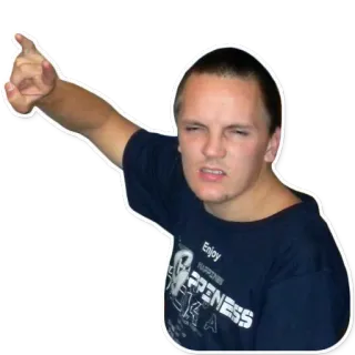 🤘 Enjoy HAPPINESS pessoa, homem, aproveitar, felicidade, camisa, apontando telegram sticker