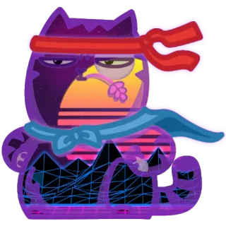 😎 кот, ретро, вейпорвейв, палец, оскорбительный жест whatsapp sticker
