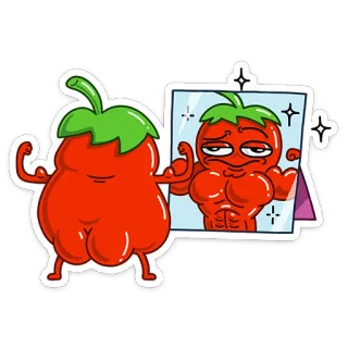 💪 pieprz, mięsień, fitness, trening, kreskówka, siłownia telegram sticker