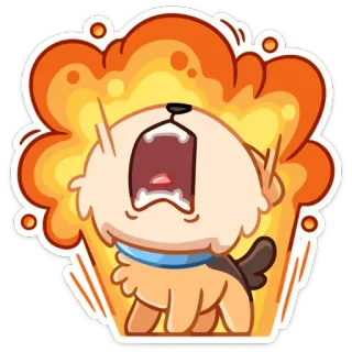 🤯 anjing, marah, ledakan, kartun, imut, hewan peliharaan, api whatsapp sticker